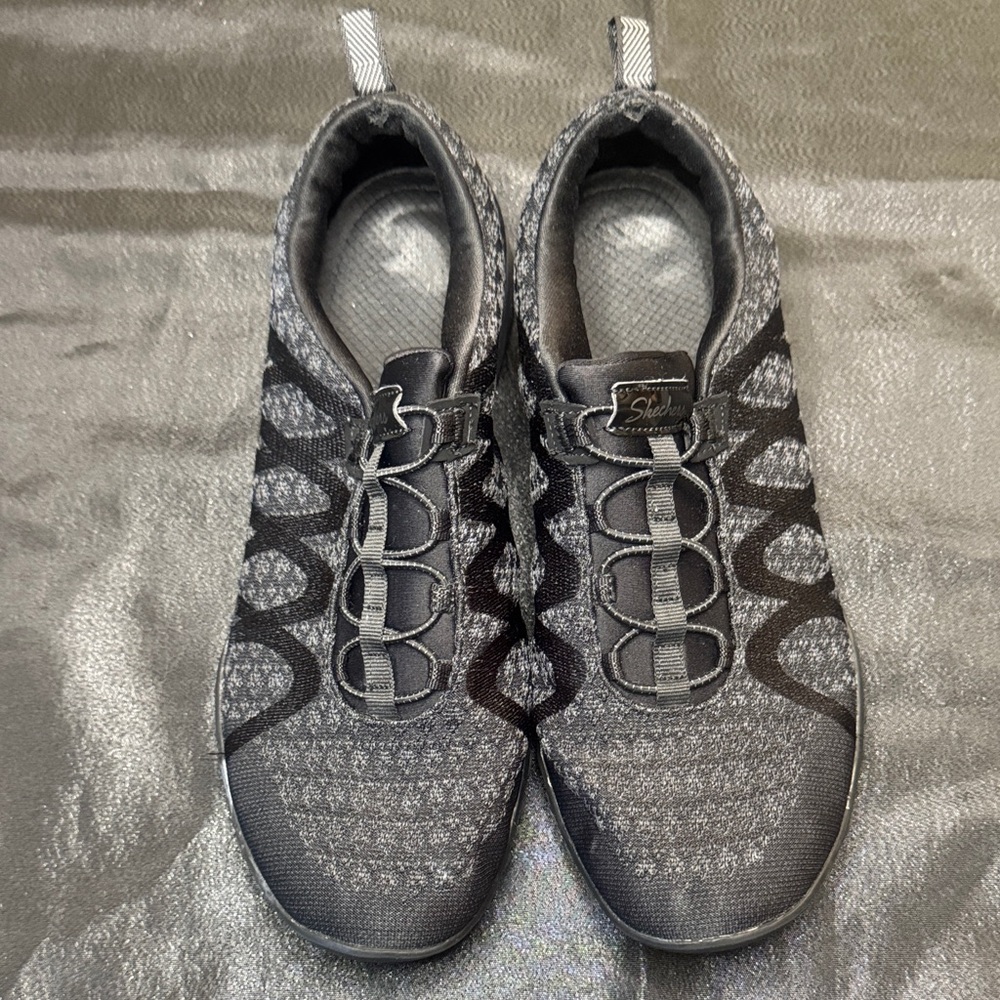 Gray and Black Slip-On Sneakers Sketchers
